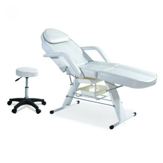 Πολυθρόνα-Κρεβάτι Αισθητικής 3558 & Σκαμπό Λευκό