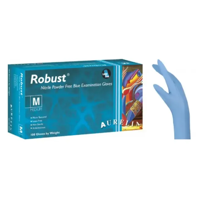 Γάντια Νιτριλίου Χωρίς Πούδρα Aurelia Robust Μπλέ 100τεμ.