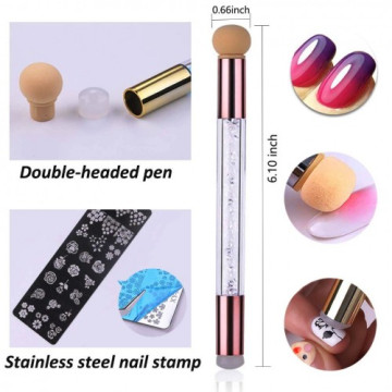 Πινέλο Ombre και σιλικόνης με πλάκα για στάμπες